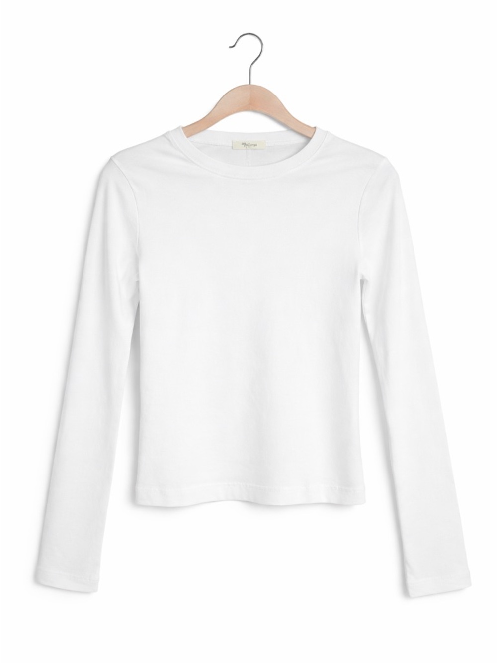 New! Madewell White The '90s Long-Sleeve Tee in Compact Cotton
